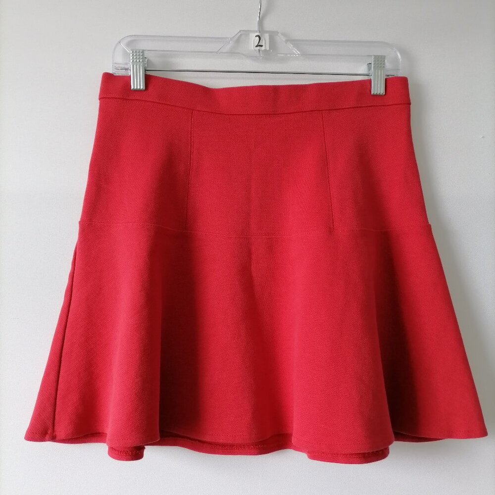 Madewell Womens Red Back Zip Flared Skater Short Skirts Size 6 - Picture 1 of 7